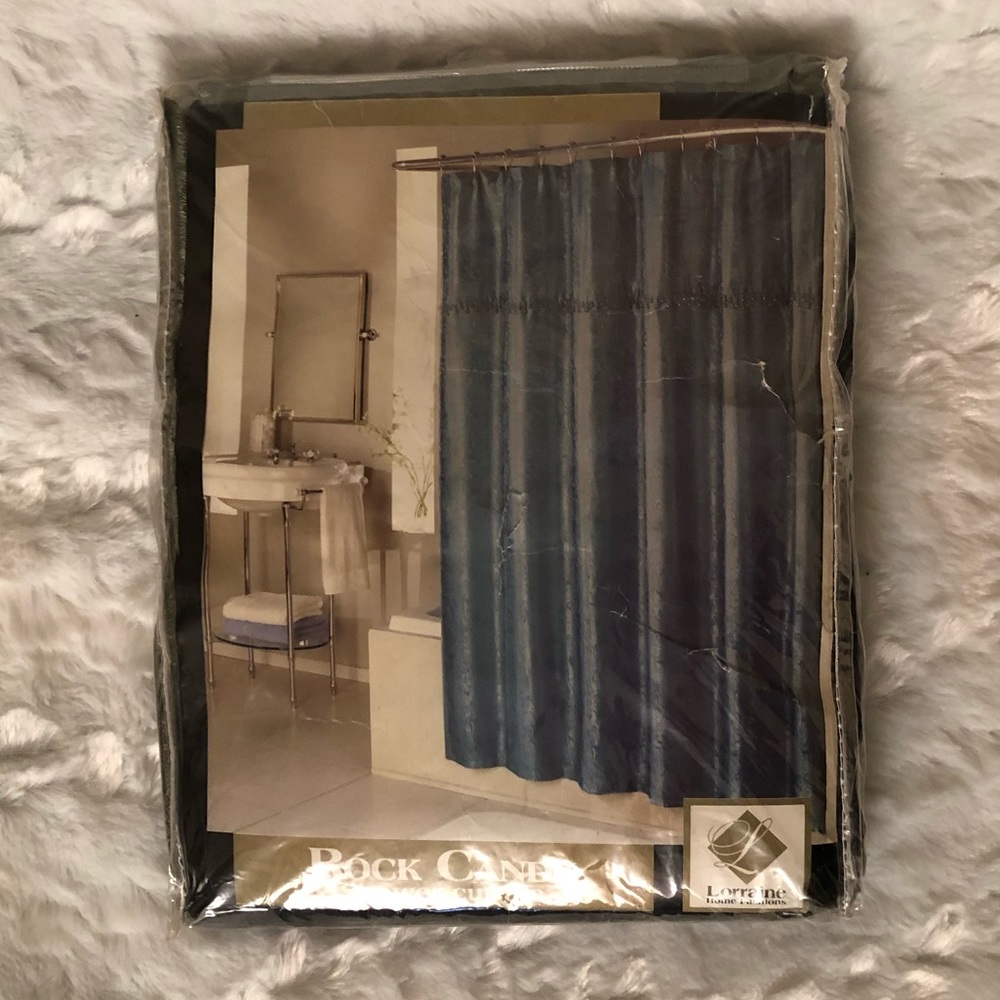 Lorraine Home Fashions Rock Candy Moss Green Shower Curtain NWT